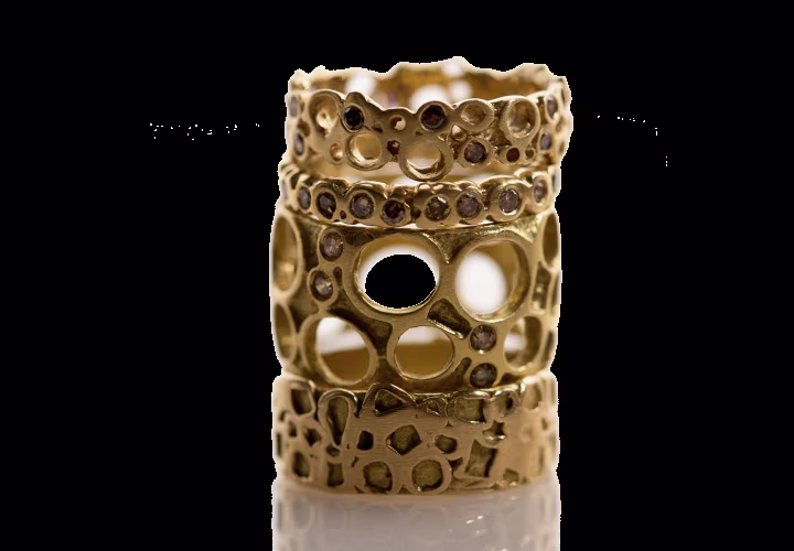Handcrafted gold rings by Shauna Blythe Burke.